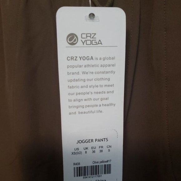 BNWT CRZ Yoga Olive Green Jogger Pants - Picture 9 of 9